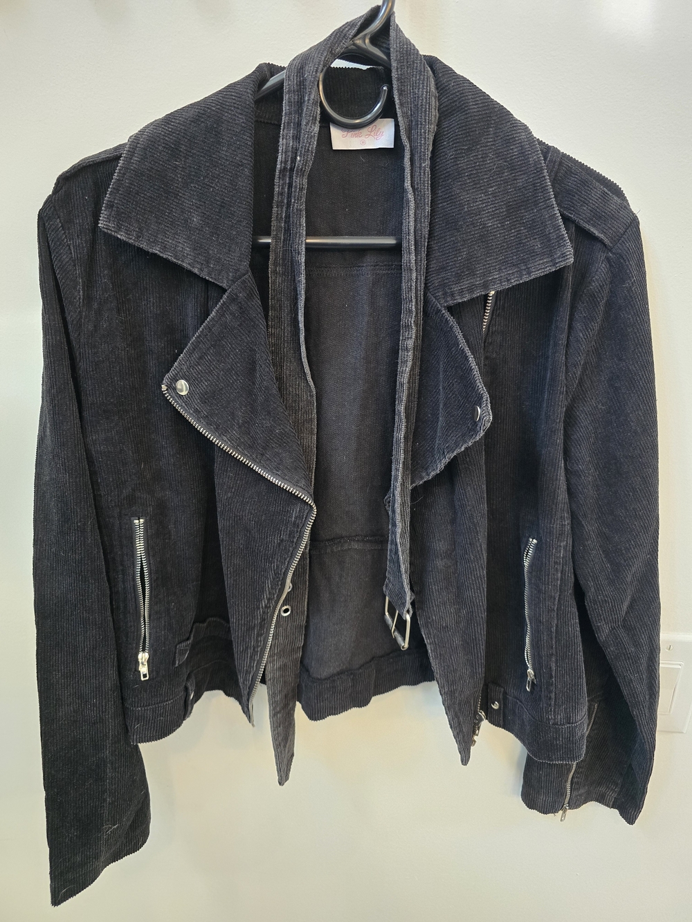 Pink Lily Corduroy Biker Jacket